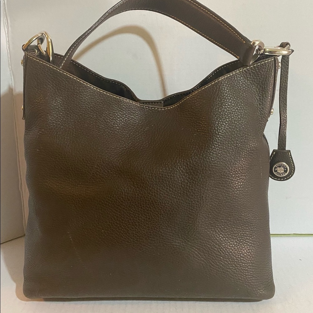 Dooney Bourke dark brown leather shoulder handbag